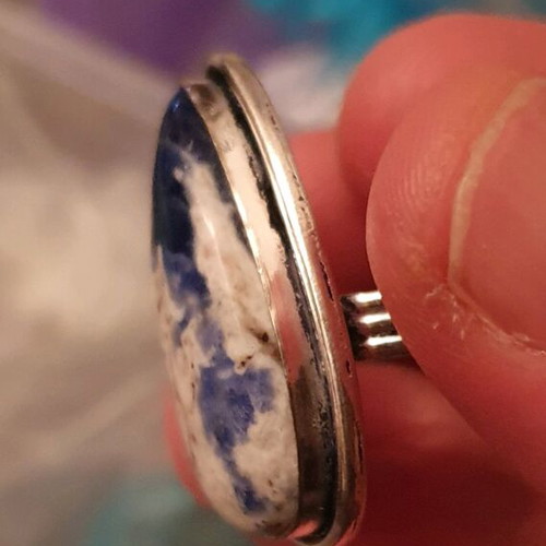 Sodalite Silver Plated Ring New, Size USA 9, Handmade