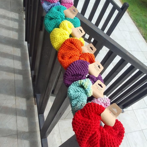 Handmade knitted scrunchies in various colors, new