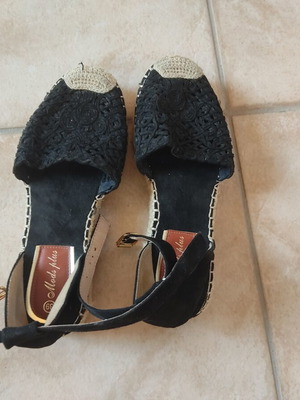 Black lace espadrilles with ankle strap size 39 used