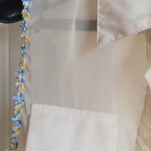 Fullah Sugah sleeveless asymmetric chiffon tunic shirt used, beige, size S
