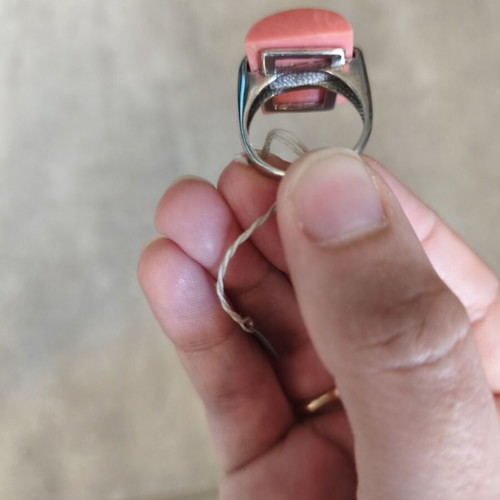 925 Silver Ring with Modern Orange Coral Stone