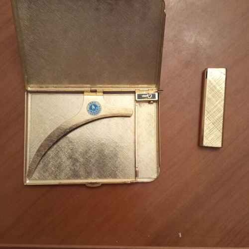 Cyma vintage cigarette case and lighter set, 1970s Japan