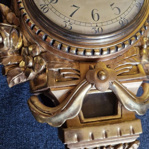 Swedish Wooden Replica Rokoko Wall Clock used
