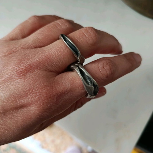 Silver unisex rings new, set of two pieces