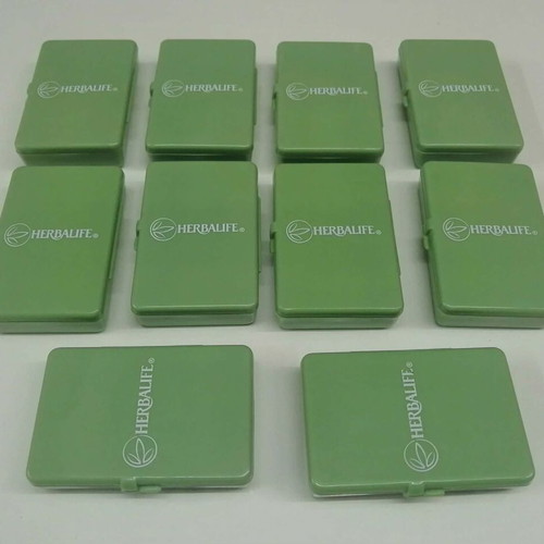 Herbalife pill organizer box new, green plastic, pack of 10