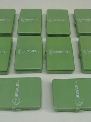 Herbalife pill organizer box new, green plastic, pack of 10