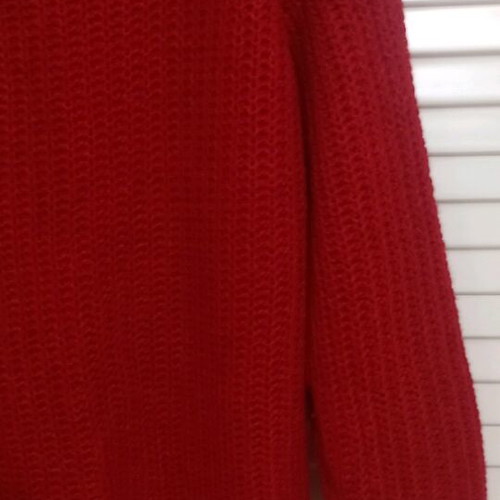 Pullover small used, dark red with wide stripe and 3/4 sleeves