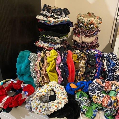Scrunchies for hair, handmade, pack of 70 pieces plus 5 gift