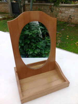 Antique tabletop mirror like new with beech wood frame