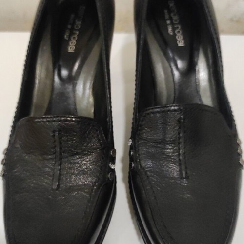 Sergio Rossi women's high heel shoes, black leather, size 37