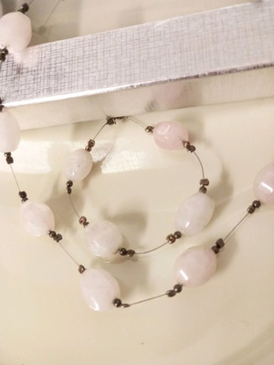 Silver set 925 pink quartz like new