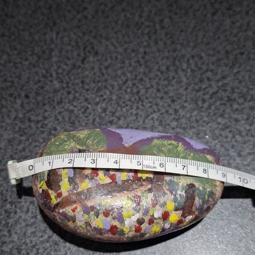 Handmade Painted Sea Stone Decorative Landscape 9.5x5.5 cm like new