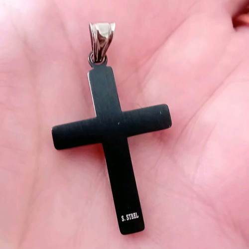 Double-sided cross with black adjustable cord like new, stainless steel
