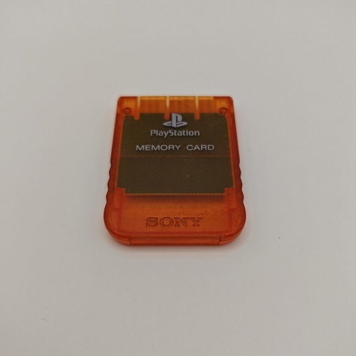 PlayStation 1 Memory Card Clear Orange used, official Sony