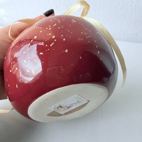 Ceramic pomegranate charm with ribbon like new, suitable for gift