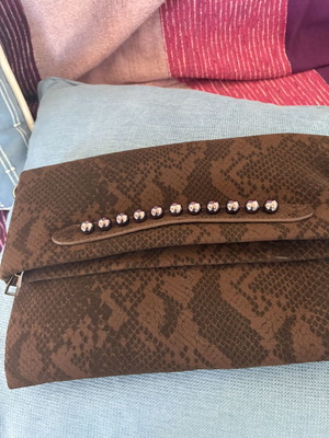 Suede shoulder bag with studs, new, brown