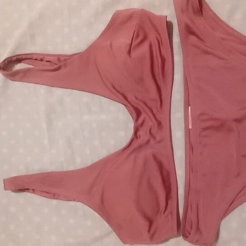 H&M women's swimsuit size 40 like new, pink gold fabric