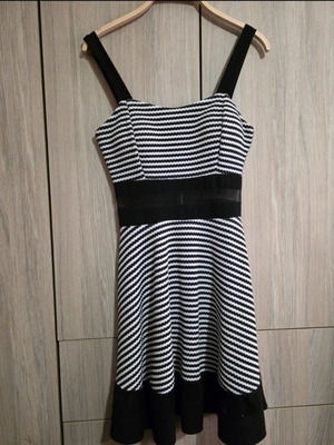 Dress with transparent details and cups, new, black and white, size S