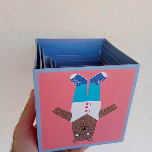 Educational stacking cubes used, cardboard