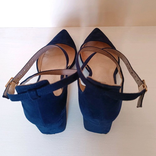 Arte Piedi suede blue pointed pumps with low block heel like new, size 37