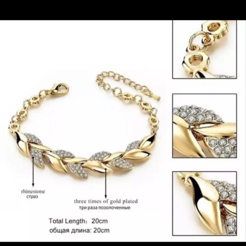 Wheat Class Bracelet new, luxury gold plated with Austrian crystals