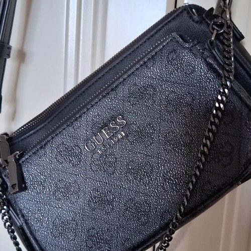 Guess double crossbody bag like new, black