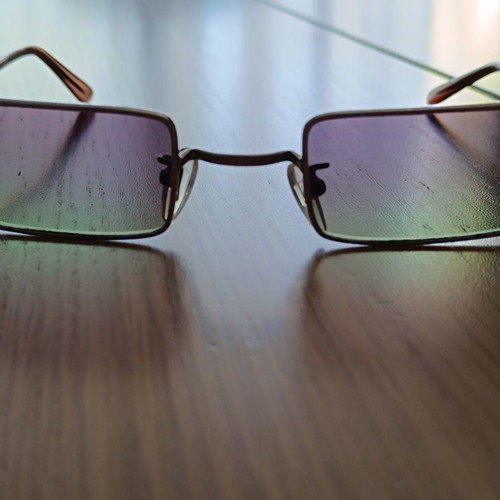 Vintage Y2K ONYX Street sunglasses metal rectangle purple green heart detail like new