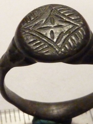 Renaissance bronze ring with cross used