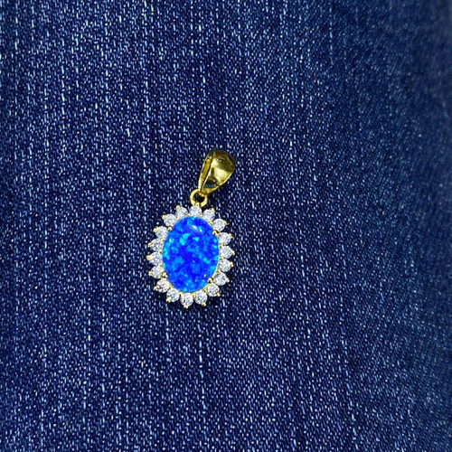 Silver (925) gold-plated pendant with blue opalite new