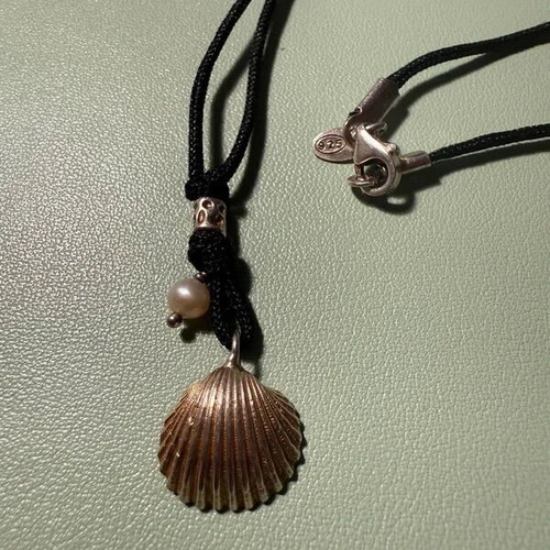 Handmade shell pendant necklace in gold-plated 925 silver with pearl new