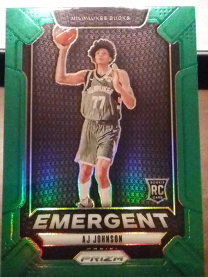 Panini Prizm AJ Johnson Green Prizm Emergent Insert RC SP Card 2024-25 new