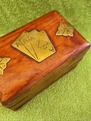 Vintage Handmade Double Playing Card Case in Solid Wood luxury