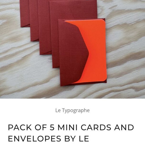 Designer mini cards new, set with envelopes Le Typographe