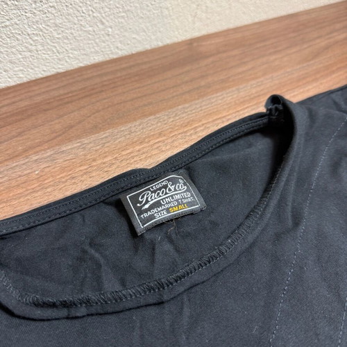 Paco & Co black t-shirt with check detail and zipper, like new, size S