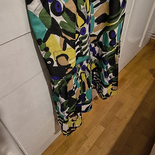 Promod dress like new, long colorful cotton with ruffles