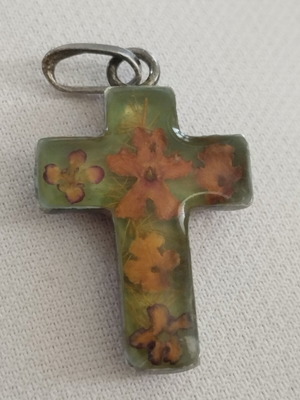 Silver cross floral 925, like new