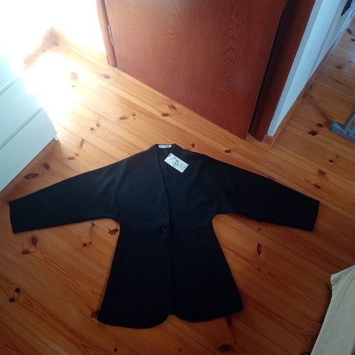 Zara knit long blazer black size large new with tags