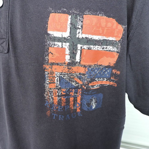 Napapijri Geographic Vintage Navy Blue Polo Shirt Men's XL like new