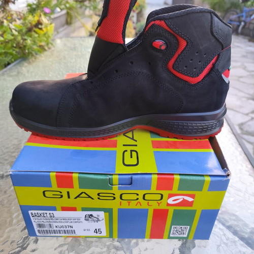 Giasco Basket S3 Safety Shoes New Electrician Boots Black Red