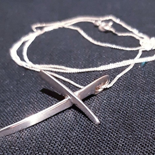 Napoli cross silver 925 new with long chain in gift pouch