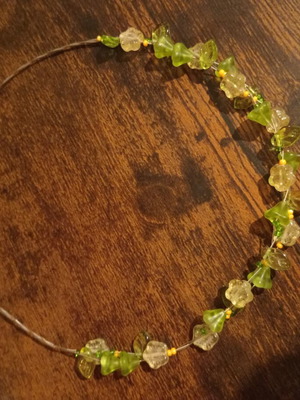 Vintage collier '90s handmade, like new, green and silver