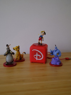 Disney audio story speaker with 4 mini figures, like new