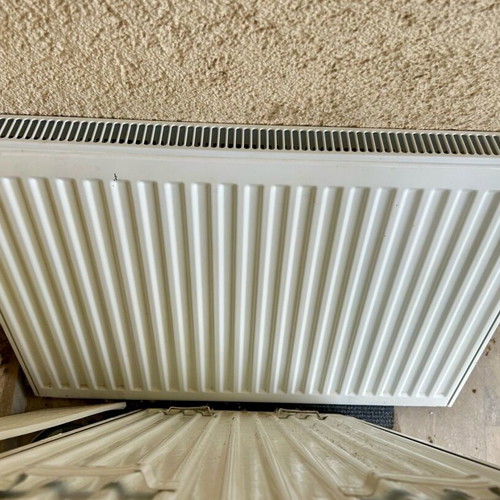 Classic type single panel radiator used, white