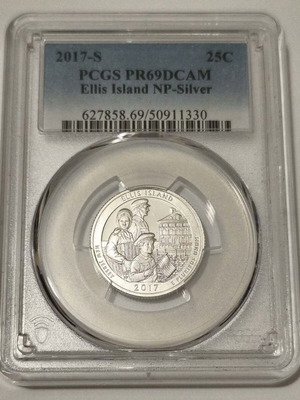 2017 USA Silver Proof Quarter Dollar PCGS PR 69 Ellis Island