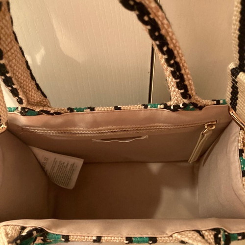 H&M Mini City Bag Raffia striped new, crossbody, beige and green