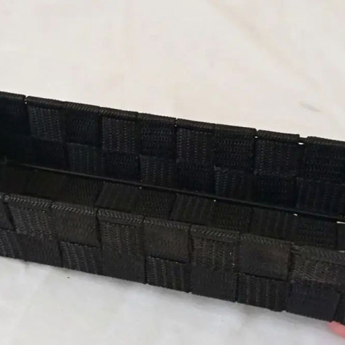 Storage basket used, black woven rattan metal