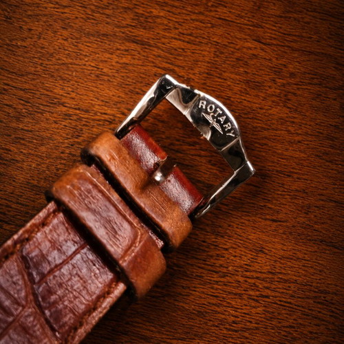 Rotary 1895 Vintage Chronograph Watch used, leather strap, blue dial