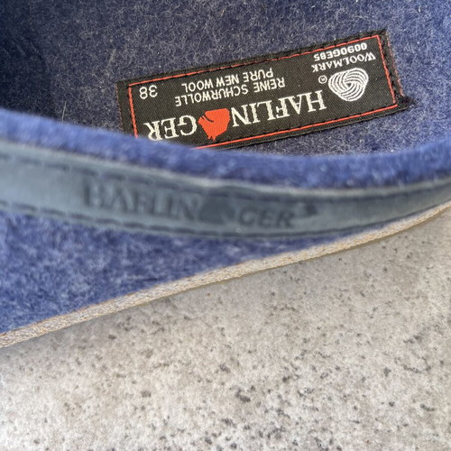 Haflinger wool slippers unisex new, size 38, blue
