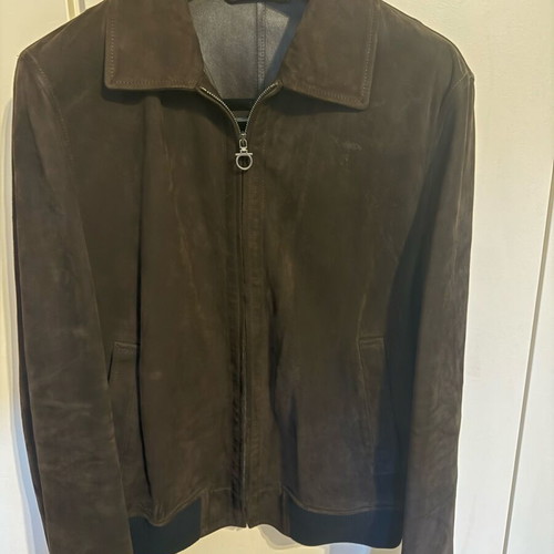 Suede leather jacket Salvatore Ferragamo brown, size 52, like new