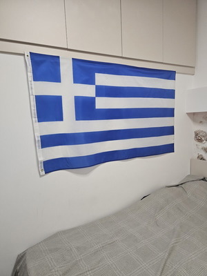 Ελληνική σημαία πολυεστερική νάιλον με κρίκους 150x90cm καινούργια